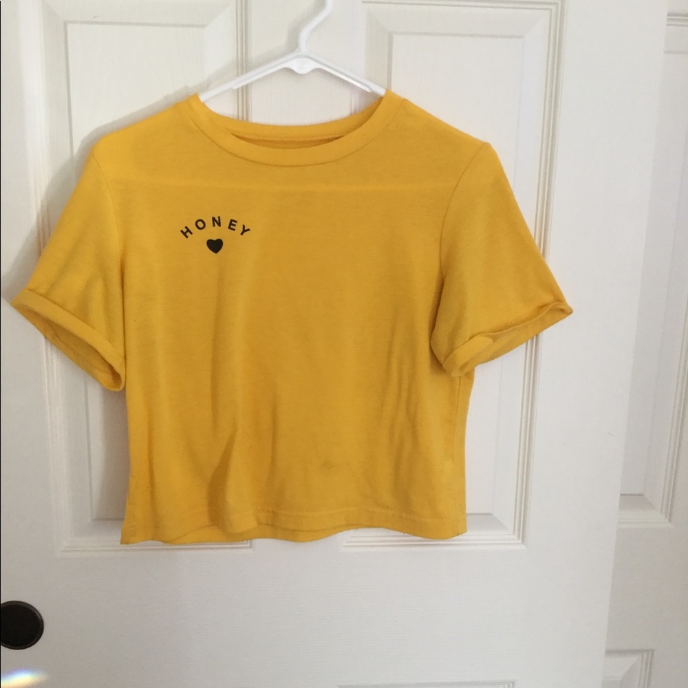 Yellow Romwe “honey” tee